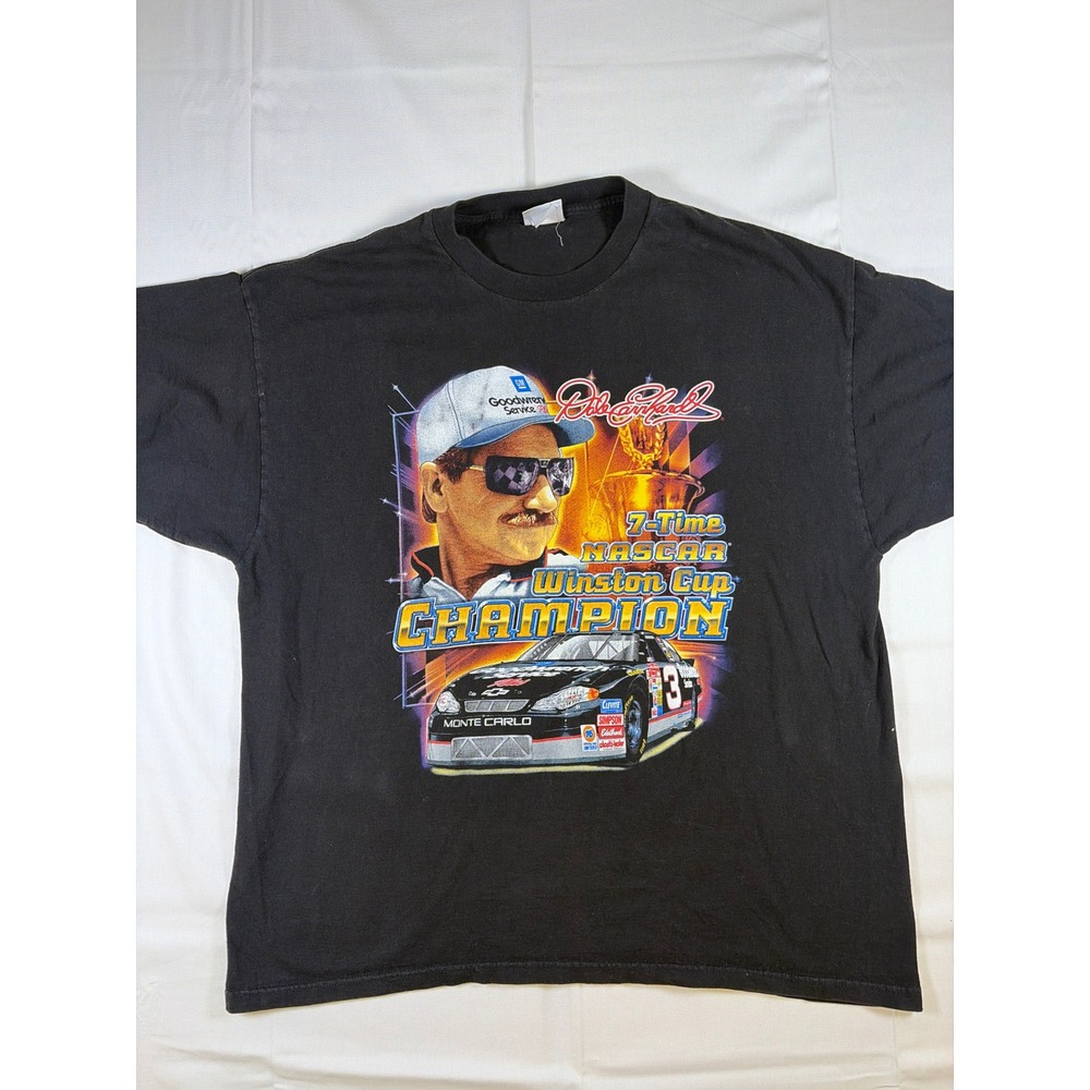 Vintage Chase Authentics Dale Earnhardt NASCAR 7-Time Champion T-Shirt Black XL
